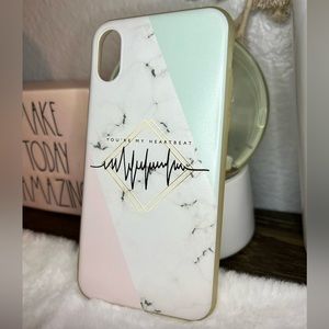 Pink teal white heartbeat iPhone X XS case